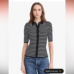 Madewell Women's Stripe Antonia Snowy Short Sleeve Polo